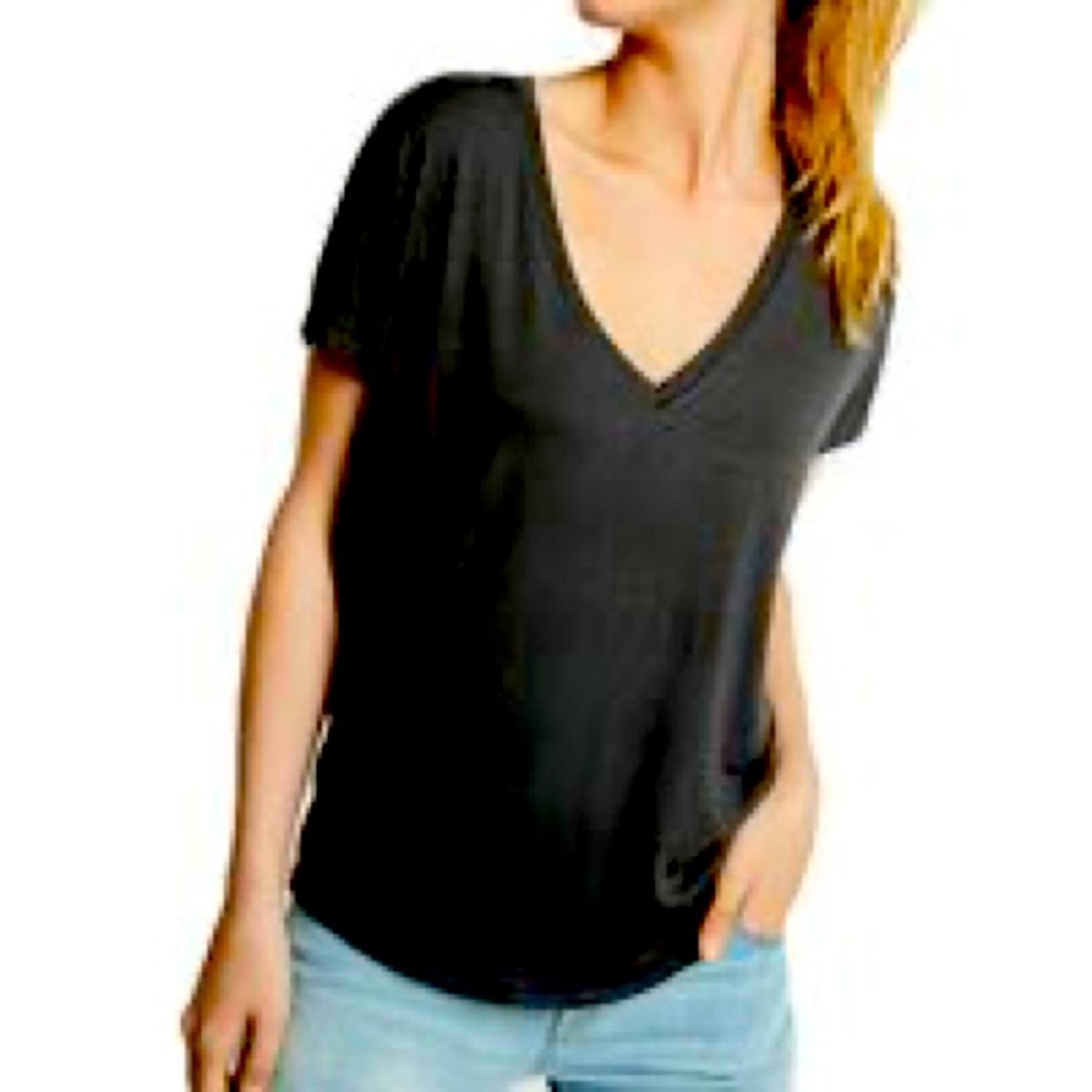 3/$20 EXPRESS/ Relaxed Black V-Neck Tee/ XSMALL